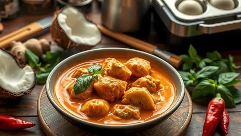 Kyckling i kokosmjölk röd curry